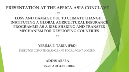 Instituting a Global Agricultural Insurance Programme as a Risk