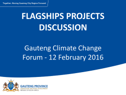 Gauteng Climate Change Forum - 12 Feb 16 - Flagship Projects