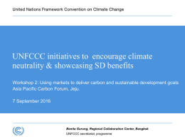 UNFCCC Initiatives to Encourage Climate Neutrality