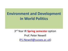 Environment and Development in World Politics Overview