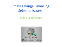 Climate Change Financing: Selected Issues