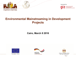 Environmental Mainstreaming - Participatory Development