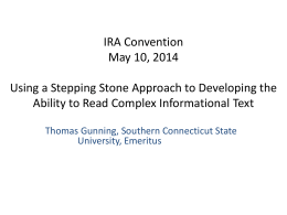 Using a Stepping Stone Approach to Developing