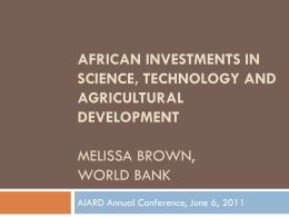 African Investments in Science, Technology and Agricultural