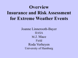Overview Insurance and Risk Assessment for Extreme
