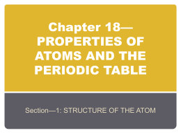 Chapter 18*PROPERTIES OF ATOMS AND THE PERIODIC TABLE