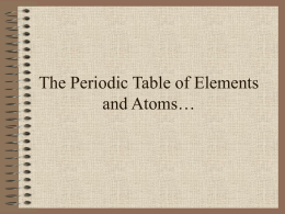 The Periodic Table of Elements and Atoms…