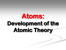 Atoms Development of the Atomic Theory