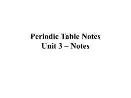 Periodic Table Notes Unit 3 – Notes