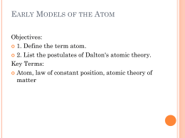 Early Models of the Atom - Santa Susana High School