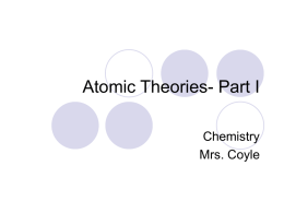 Atomic Theories- Part I - Tenafly Public Schools