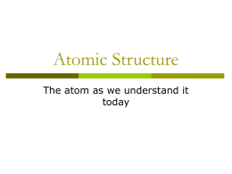 Atomic Structure - What you should already know