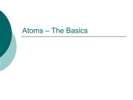 Atoms – The Basics