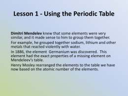 Lesson 1 - Using the Periodic Table