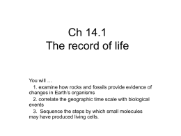 Ch 14.1 The record of life - Cincinnati Public Schools