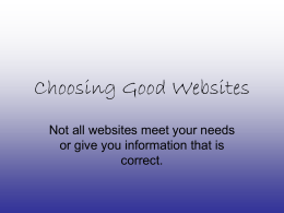 Choosing Good Websites