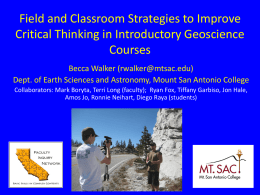 Field and Classroom Strategies to Improve Critical Thinking in