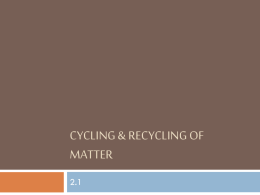 Cycling & Recycling of Matter