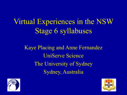 Virtual Experiences in the Stage 6 syllabuses