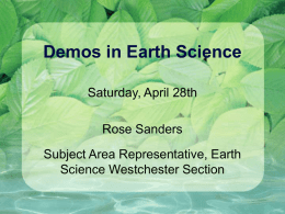 Demos in Earth Science - Earth Science Westchester