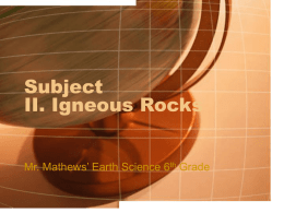 II. Igneous Rocks