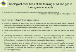 Geological conditions of the forming of oil and gas in the organic