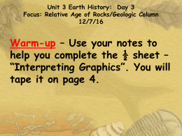 Unit 3 Earth History Day 3 2016