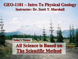 Geology Introduction and the Scientific Method
