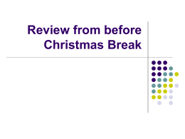 Review from before Christmas Break Sampling Distributions