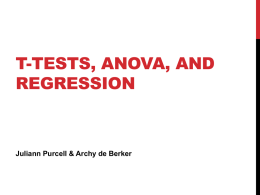 T-tests, Anovas and Regression