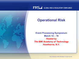 Operational Risk - Complex event processing