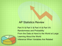 AP Statistics Review - William H. Peacock, LCDR USN, Ret