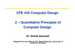 CPE 432 Computer Design - 02 - Quantitative Principles of