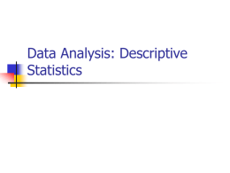 Data Analysis: Descriptive Statistics