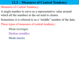12.2 – Measures of Central Tendency