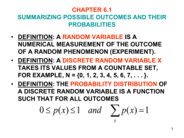 Class Notes Number 4 - Department of Statistics and Probability
