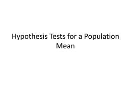 Hypothesis Tests for a Population Proportion