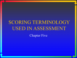 SCORING TERMINOLOGY USED IN ASSESSMENT