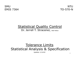 Statistical Analysis & Specification