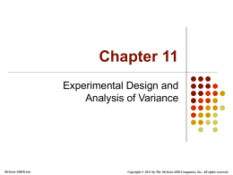 Experimental Design and Analysis of Variance