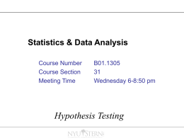 Hypothesis Testing - NYU Stern School of Business