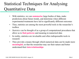 Statistical Technique for Analyzing Quantitative Data