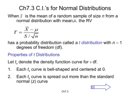 Ch7.3 C.I.`s for Normal Distributions