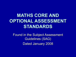 maths core and optional assessment standards