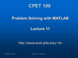 Lecture 11 - College of Engineering, Technology, and