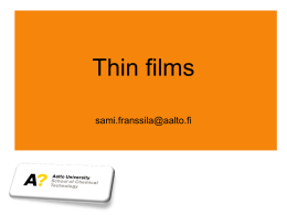 Lecture 3: Thin films
