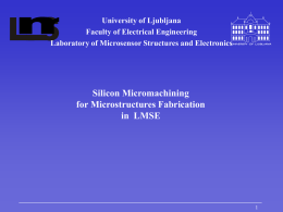 Silicon Micromachining for Microstructures Fabrication