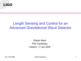 Length Sensing and Control for an Advanced Gravitational