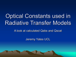 Optical Constants used in Radiative Transfer Models