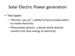 Solar Electric Power generation